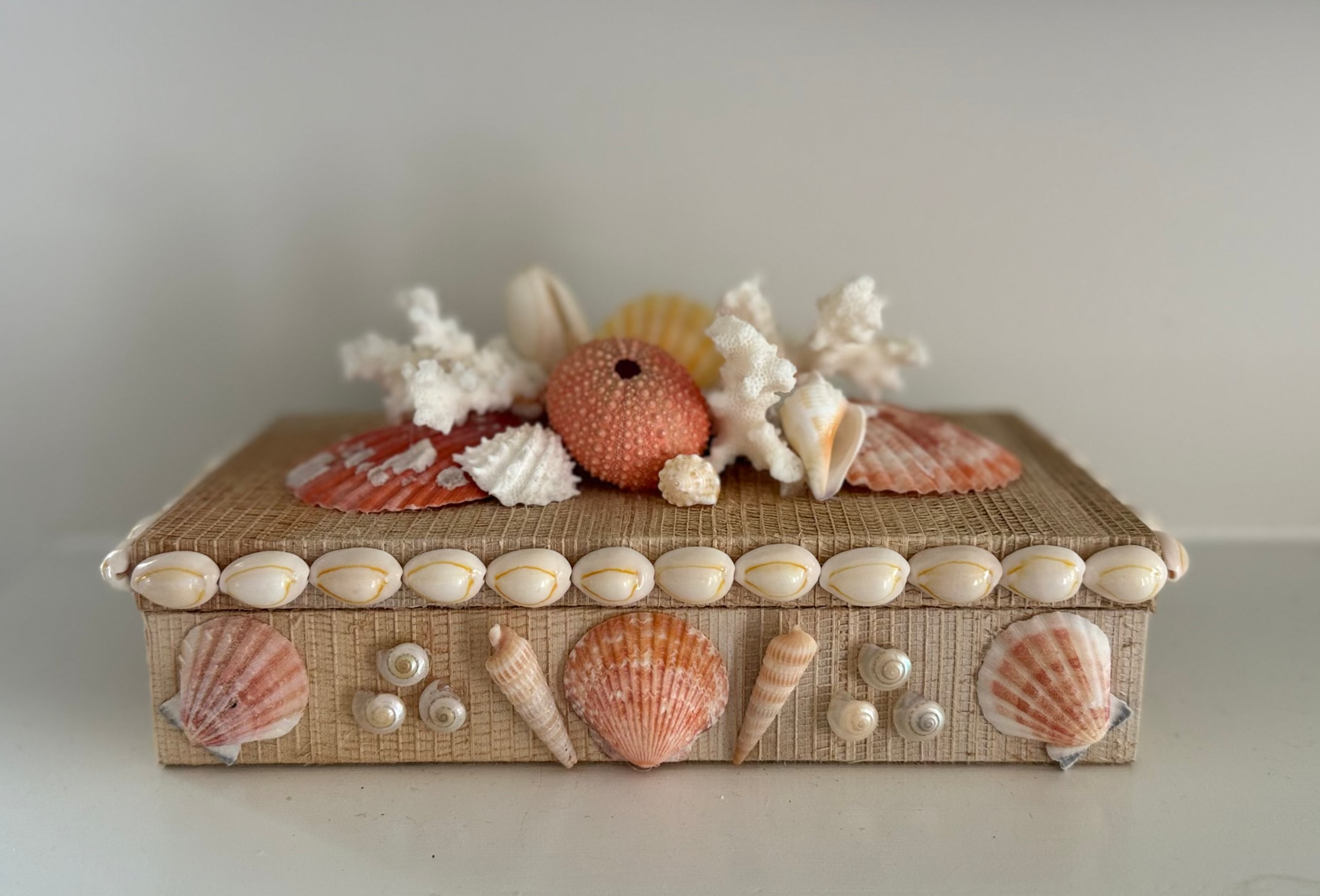 Box Shape Shell Blue Bespoke Rattan Coral Shell Box | Coastal Gift | Blue Beach House – Blue ...
