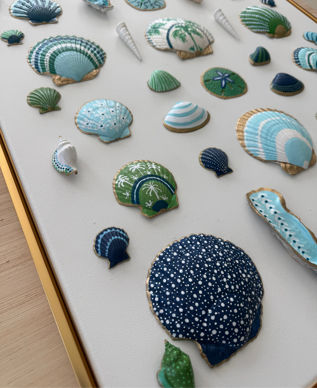 Painted Shell Canvas Blue & Green, 24" x 36"