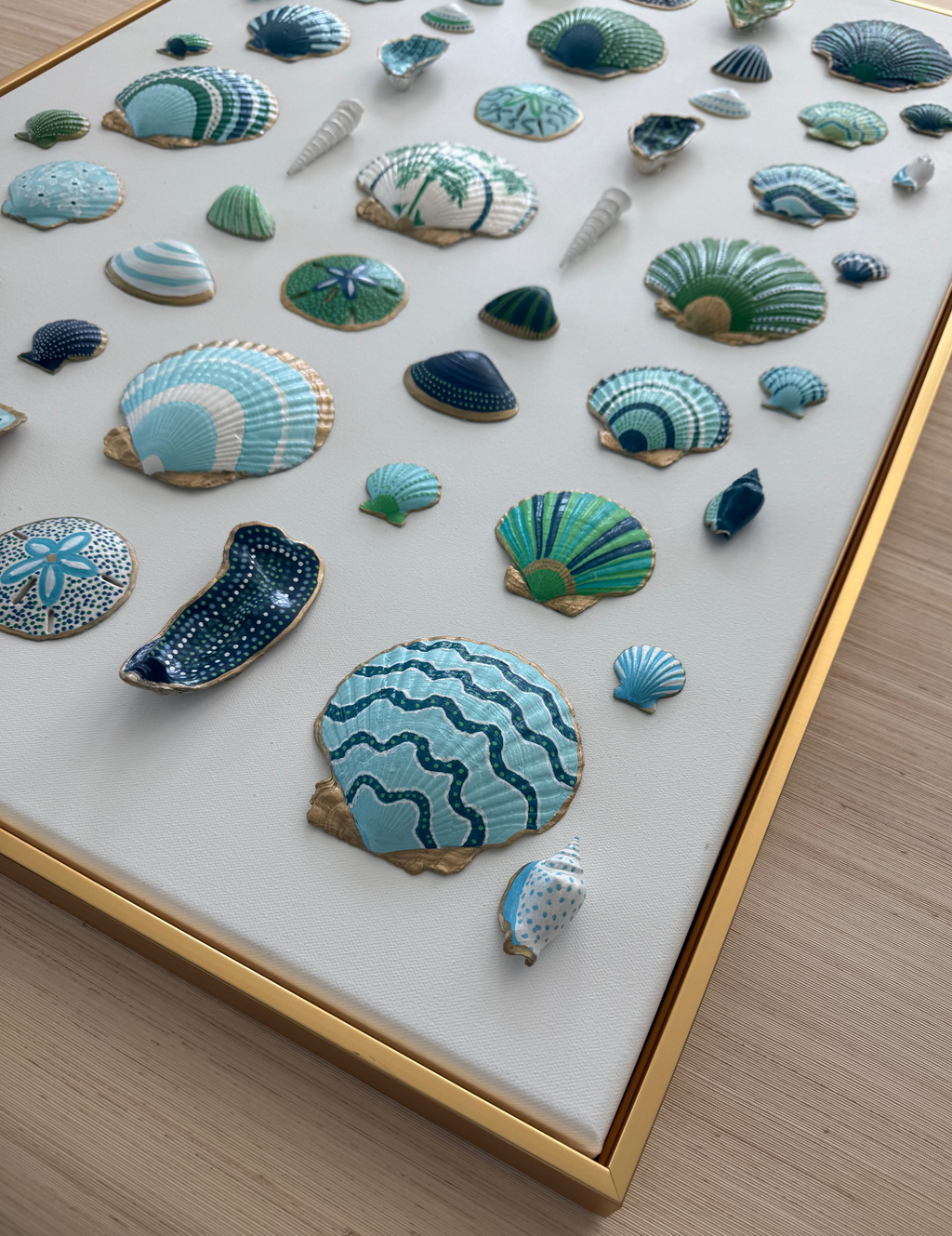 Painted Shell Canvas Blue & Green, 24" x 36"