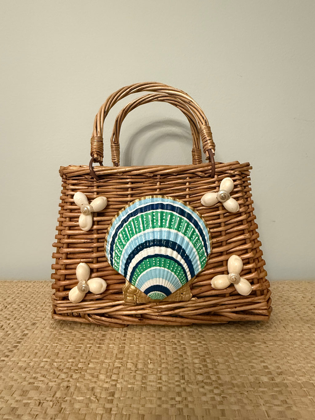 Shell Rattan Handbag